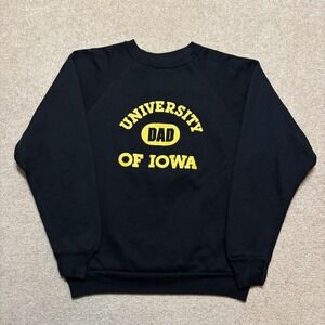 Vtg Iowa Hawkeyes Sweatshirt Mens Large Black NCAA Dad Crewneck Discus 80s